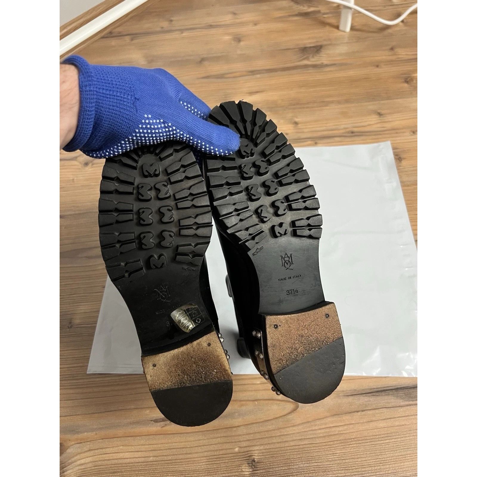 Alexander McQueen Alexander Mcqueen Hobnail Black Studded Leather Combat Ankle Size US 7 / IT 37 - 12 Thumbnail