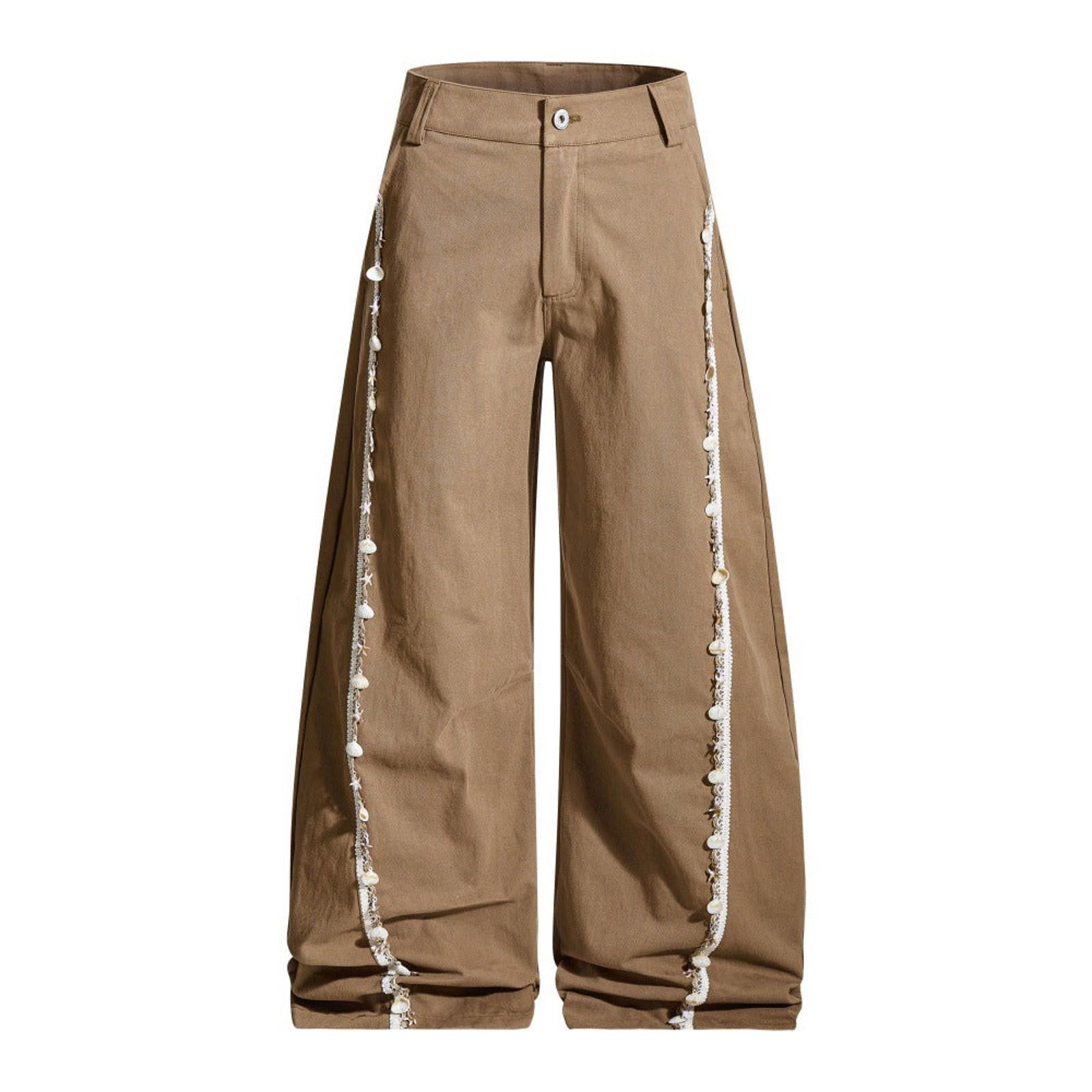Japanese Brand Brown Wide Leg Pants with Side Tassel Detail Size US 32 / EU 48 - 1 Thumbnail