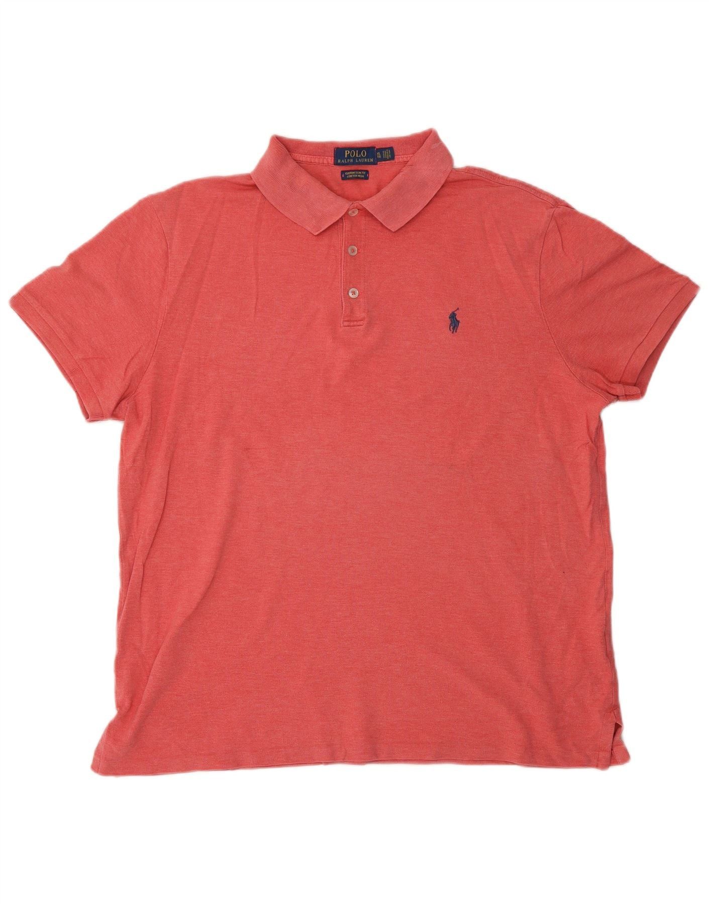 Polo Ralph Lauren Mens Custom Slim Fit Polo Shirt XL Red Cotton Size US XXL / EU 58 / 5 - 1 Thumbnail