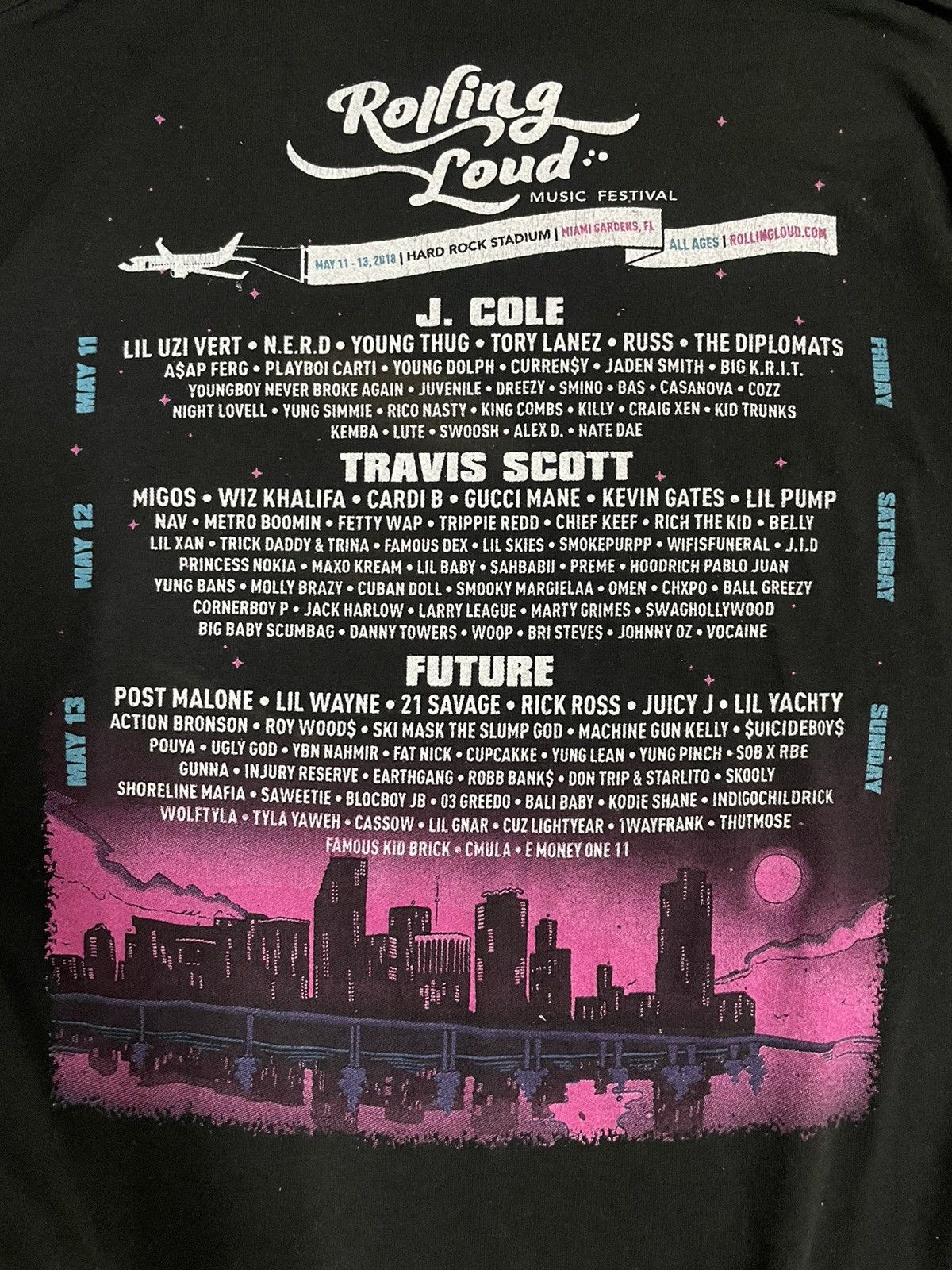 Rolling Loud × Travis Scott ROLLING LOUD TRAVIS SCOTT 2018 HARD ROCK STADIUM TEE Size US L / EU 52-54 / 3 - 6 Thumbnail