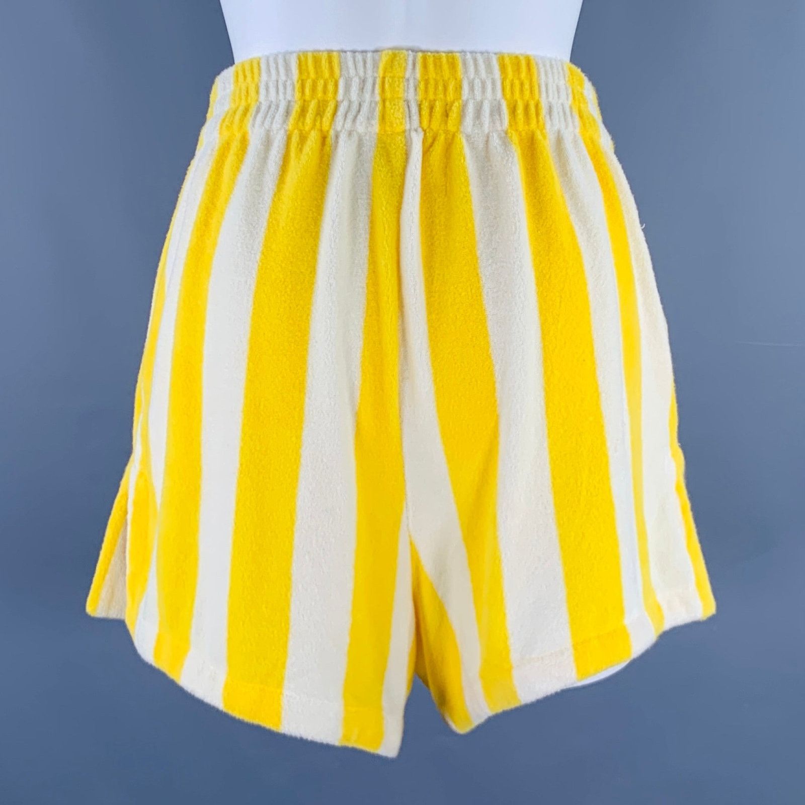 Trovata Yellow White Cotton Polyester Stripe Elastic Shorts Size 27" / US 4 / IT 40 - 2 Thumbnail