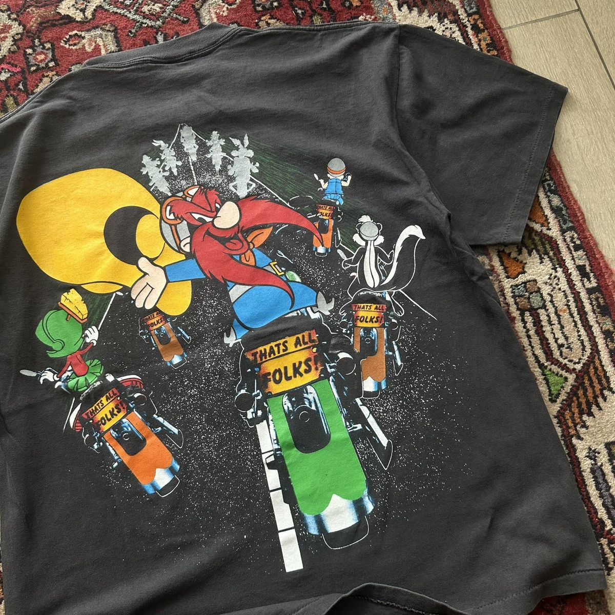 Vintage 1993 Harley Davidson Looney Tunes Biker Vintage Double Sided Size US XL / EU 56 / 4 - 8 Thumbnail