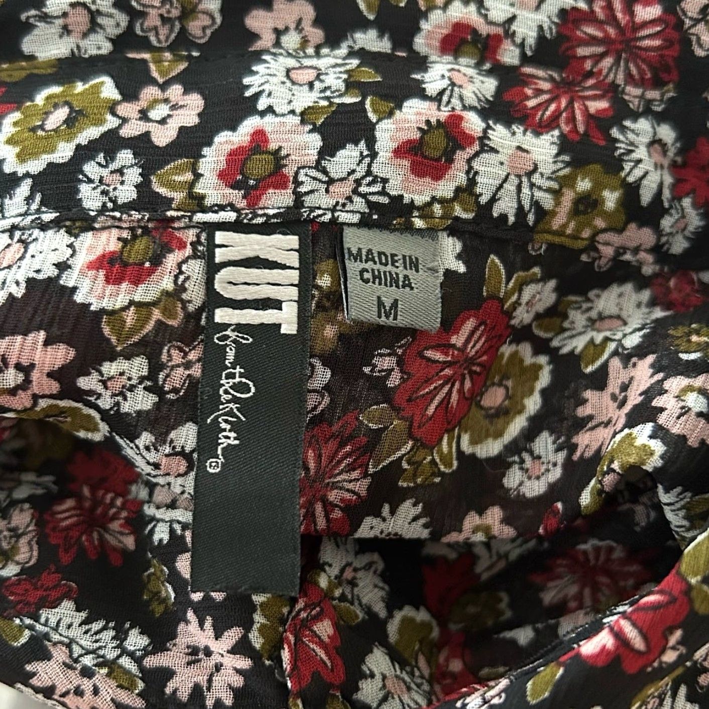 Vintage Kut from the Kloth Blouse Womens Black Multi Floral Collared Button Down Sheer M Size M / US 6-8 / IT 42-44 - 6 Thumbnail
