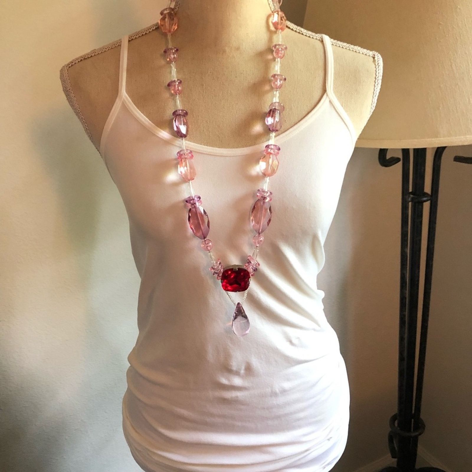Vintage Vintage 80s two tone faceted pink bead necklace Size ONE SIZE - 6 Thumbnail
