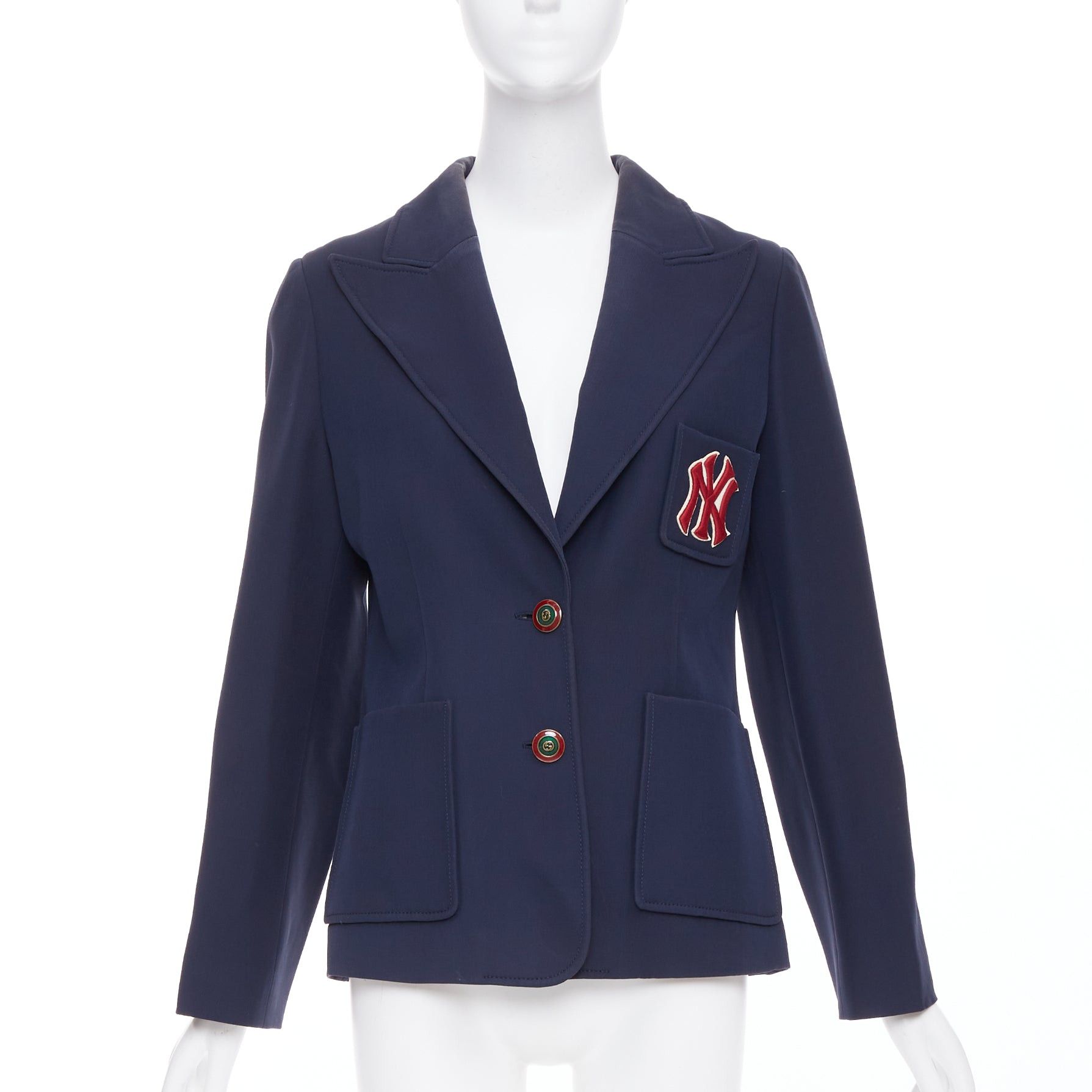 Gucci GUCCI NY Yankees 2018 Alessandro Michele navy wool silk blazer jacket IT42 M Size M / US 6-8 / IT 42-44 - 1 Thumbnail