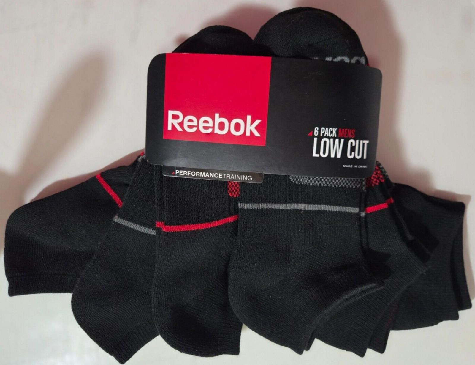 Reebok Men's Reebok Low Cut Socks Black Red Gray Reinforced Toe NWT Size ONE SIZE - 1 Thumbnail