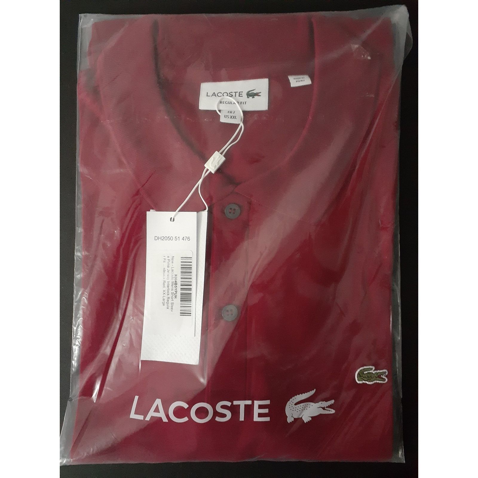 Lacoste Lacoste Mens Short Sleeve Pima Jersey Regular Fit Polo XXL Size US XXL / EU 58 / 5 - 2 Thumbnail