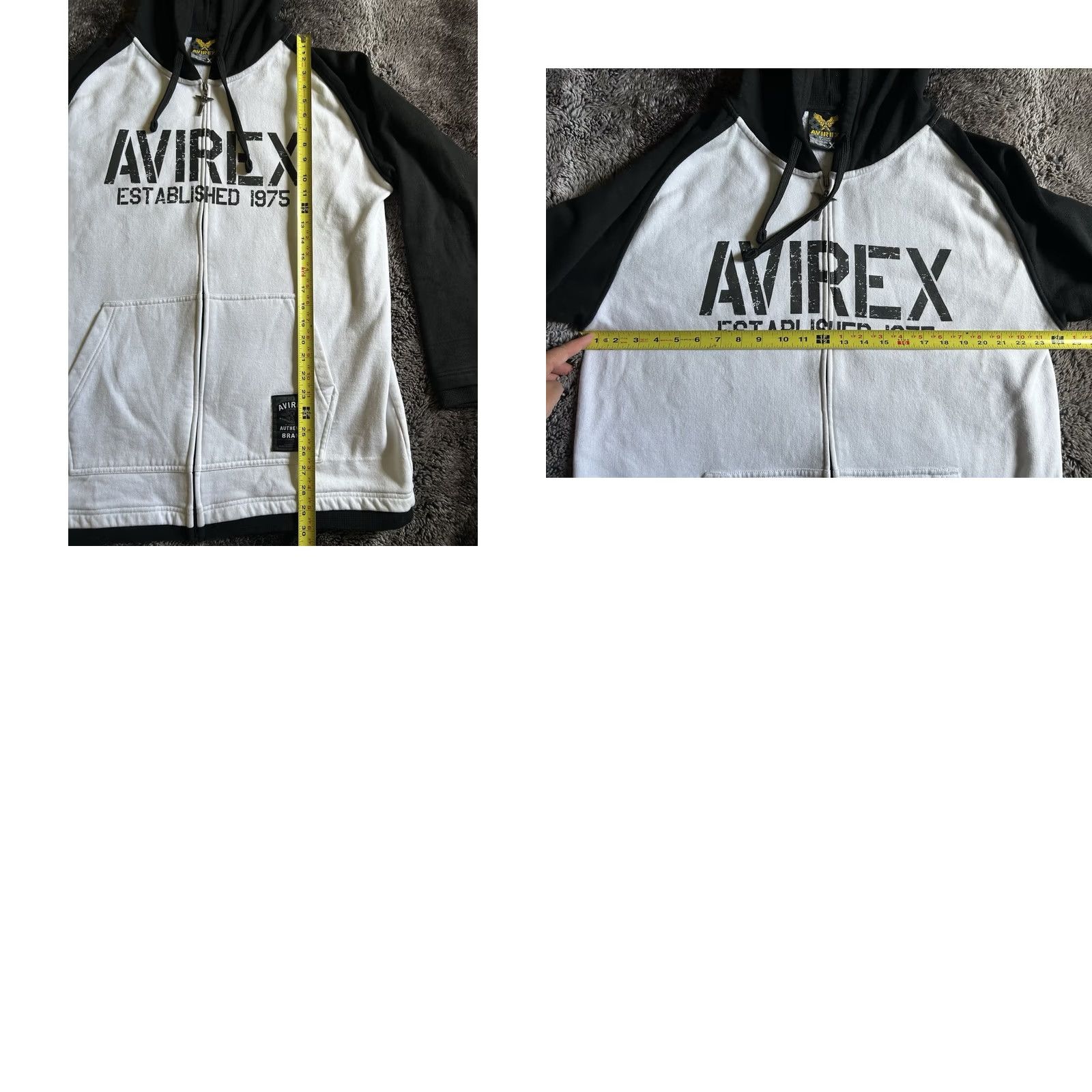 Avirex VINTAGE Avirex Hoodie Mens XL Full Zip Logo Graphic Print 90s Grunge Black Cotton Knit with Pockets Zip Hooded Crew Neck Modern Regular Fit Size US XL / EU 56 / 4 - 8 Thumbnail