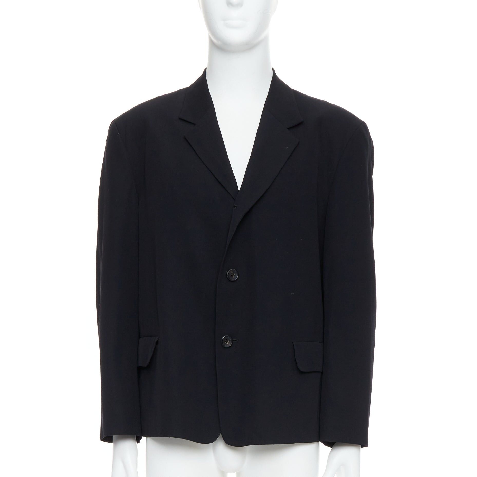 YOHJI YAMAMOTO black wool shoulder padded oversized boxy blazer M