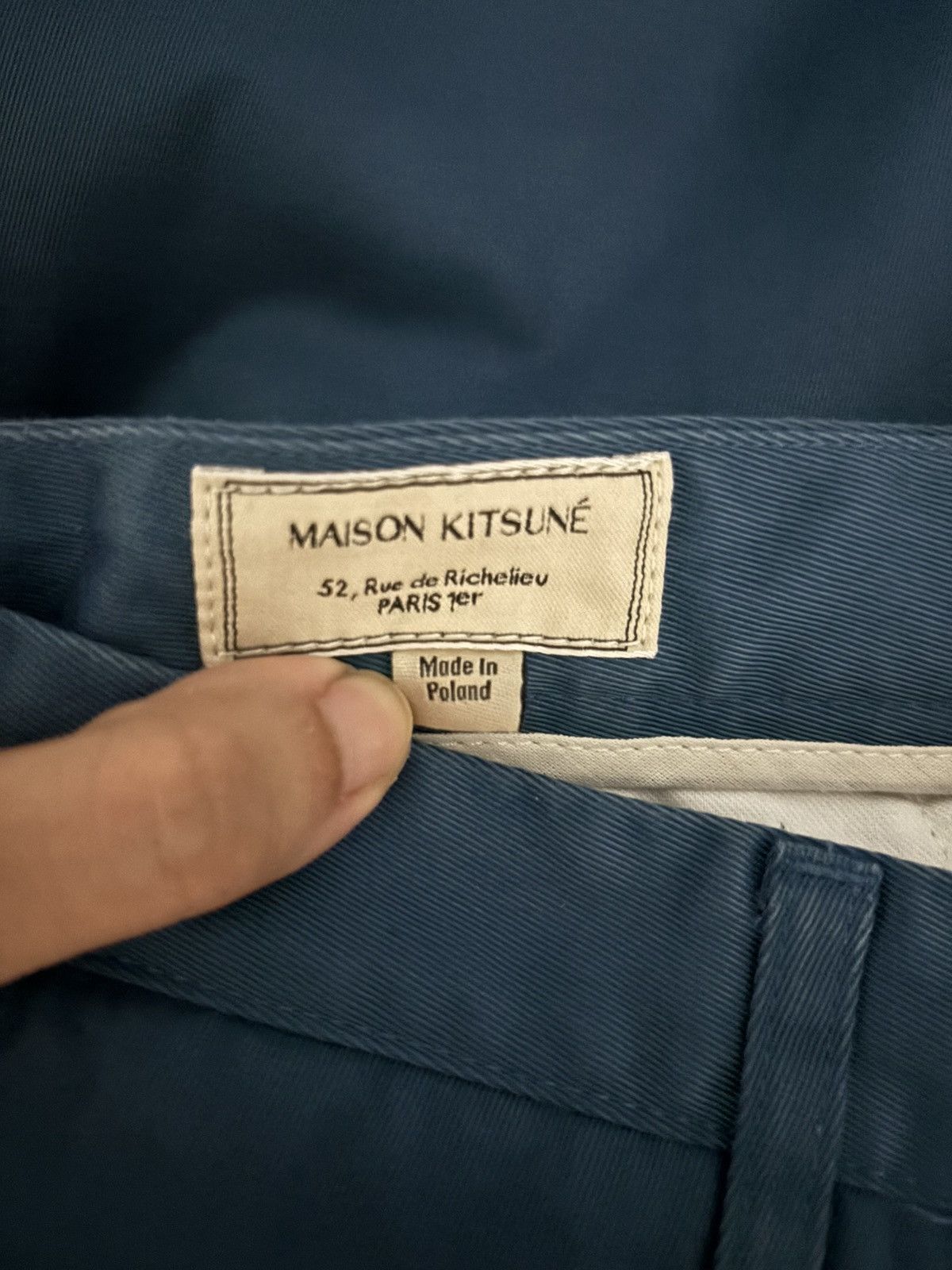 Maison Kitsune Maison Kitsune Blue Cotton Pants Size US 31 - 3 Thumbnail