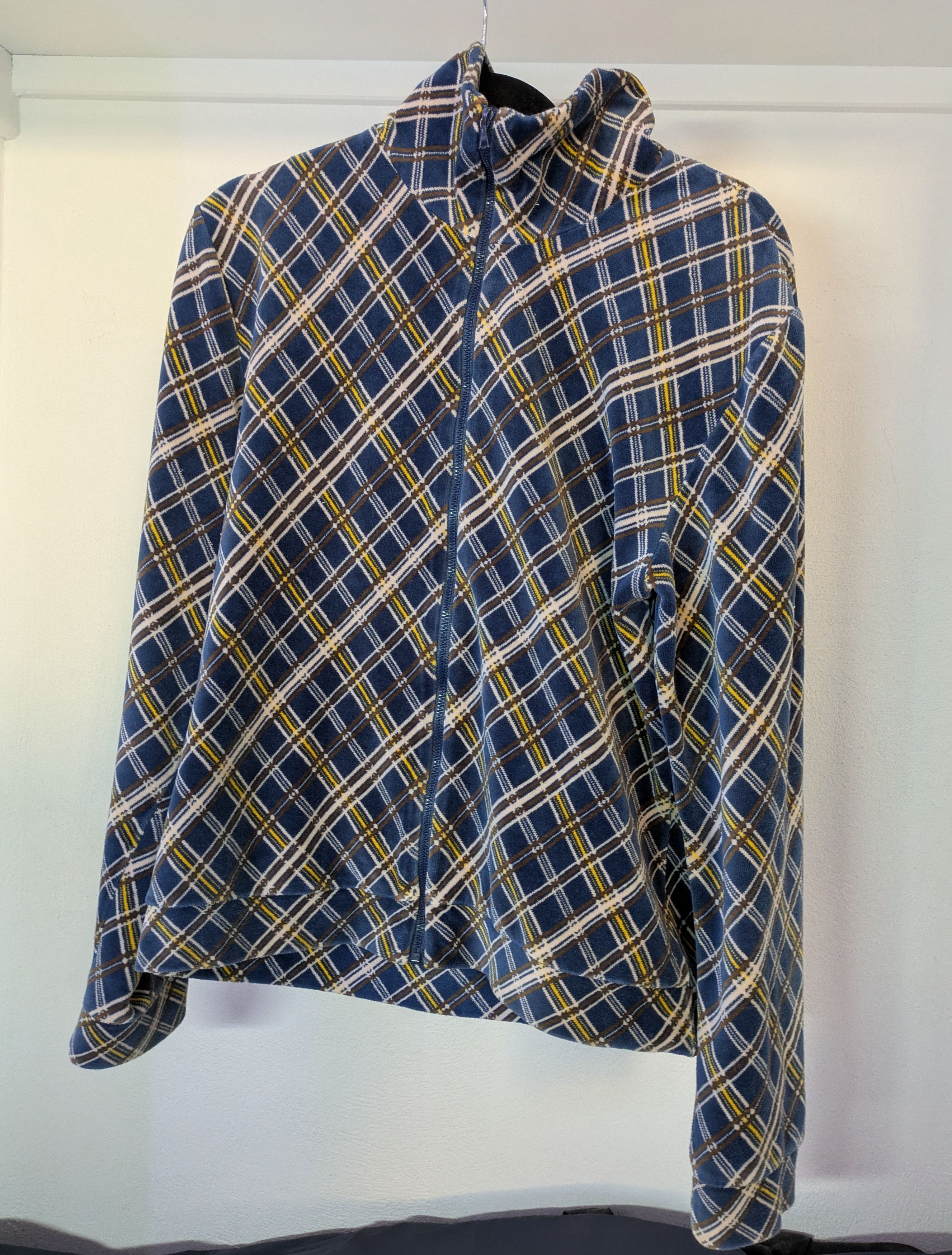 A.P.C. 2000s A.P.C. Check Pattern Velour Track Jacket Size US M / EU 48-50 / 2 - 1 Thumbnail