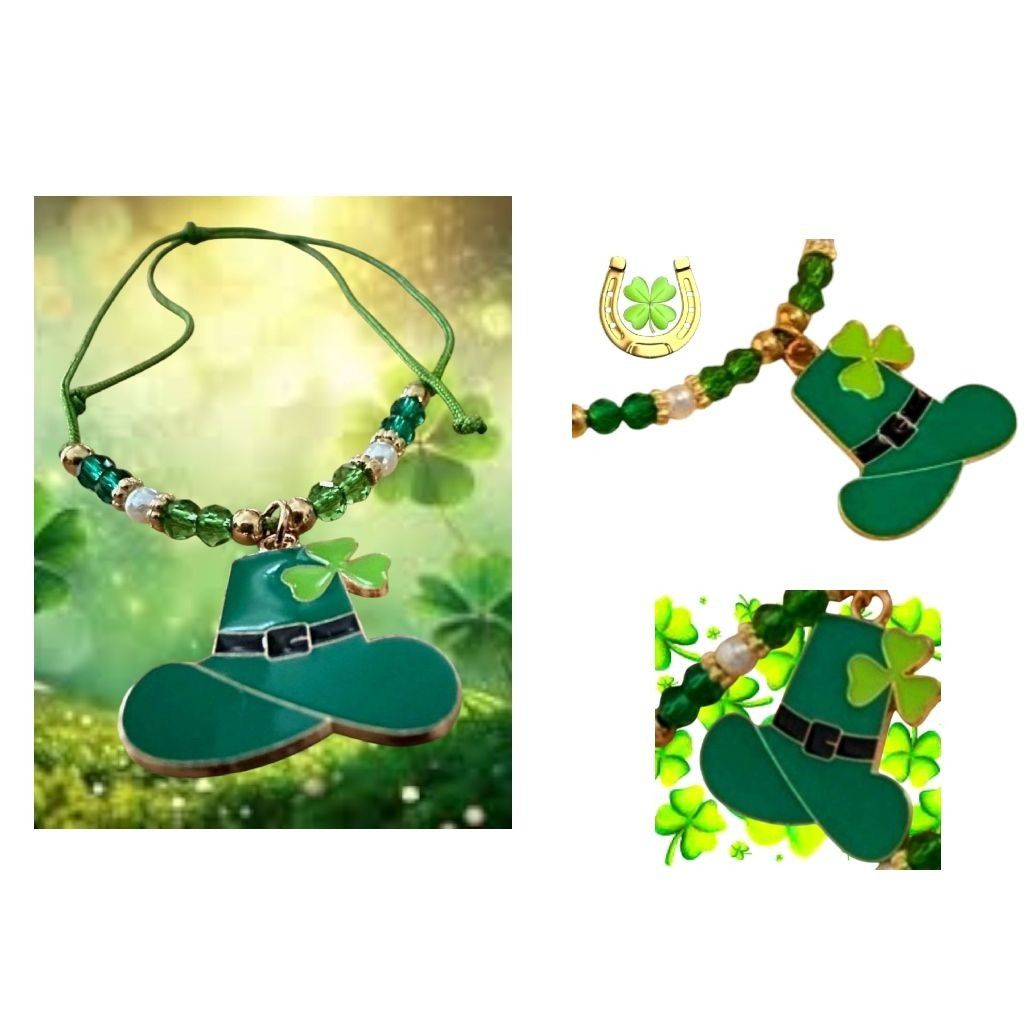 Handmade St Patricks Day Knotted String Beaded Bracelet Leprechaun Ha Size ONE SIZE - 7 Thumbnail