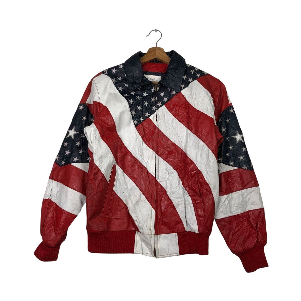 Michael Hoban 🔥VINTAGE LEATHER JACKET BOMBER MICHAEL HOBAN USA FLAG Size US M / EU 48-50 / 2 - 1 Thumbnail