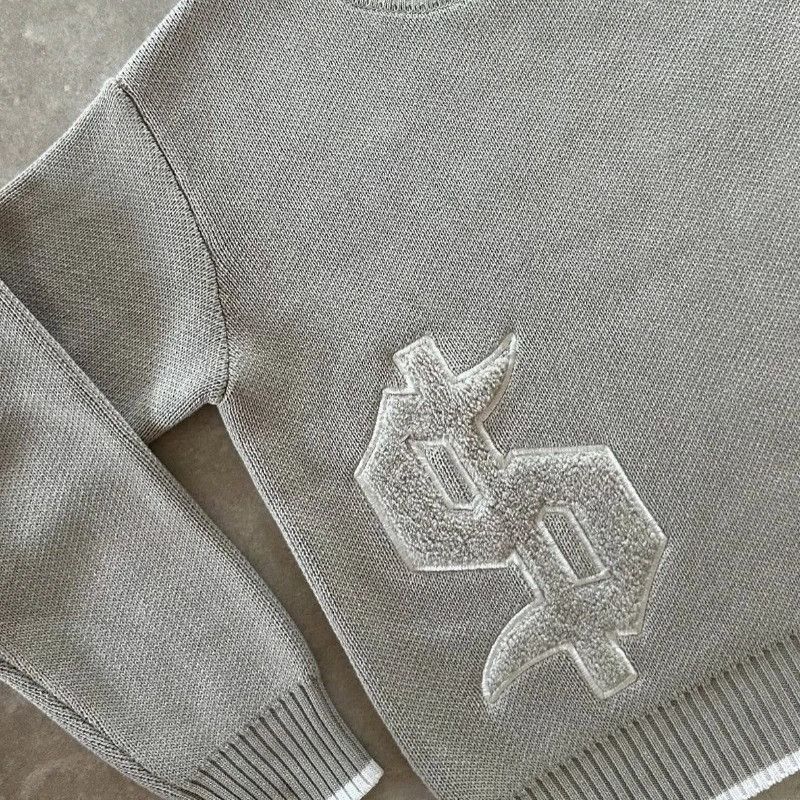 Vintage Y2K Round Neck Gray Knitted Sweater Size US L / EU 52-54 / 3 - 4 Thumbnail