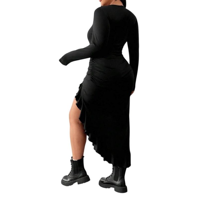 Shein Asymmetrical Hem With High Slit Long Sleeve Midi Dress Size XXL / US 16-18 / IT 52-54 - 2 Thumbnail