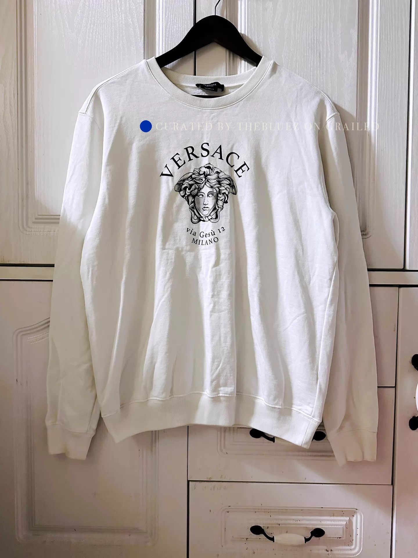 Versace Medusa Logo Runway Sweatshirt in White Size US M / EU 48-50 / 2 - 1 Thumbnail