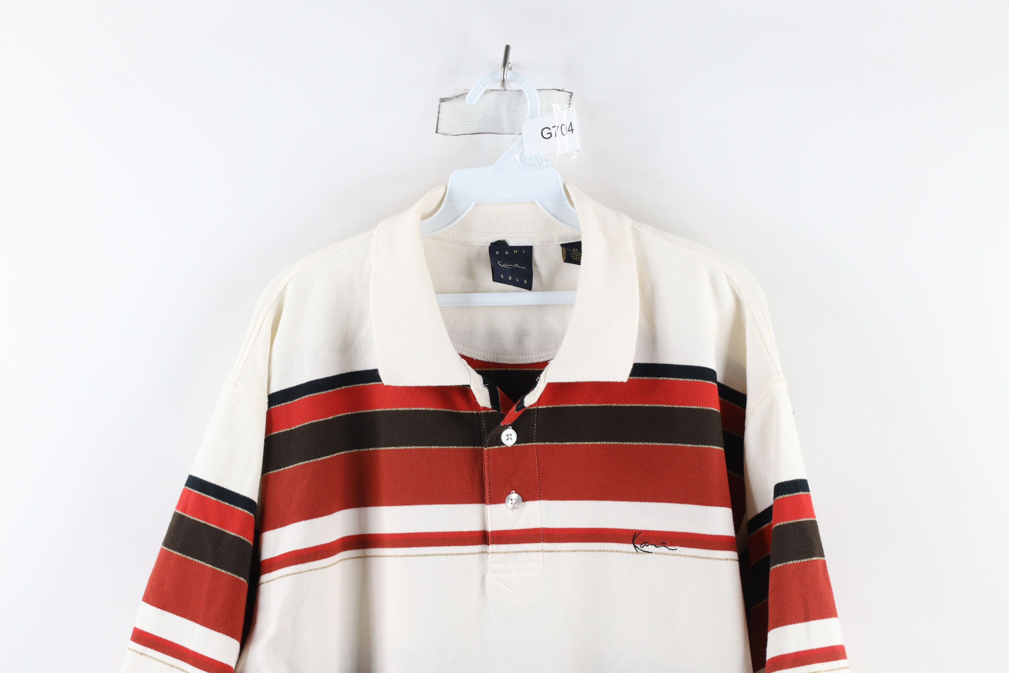 Karl Kani × Vintage Vintage 90s Karl Kani Spell Out Striped Hip Hop Polo Shirt Size US XL / EU 56 / 4 - 2 Thumbnail