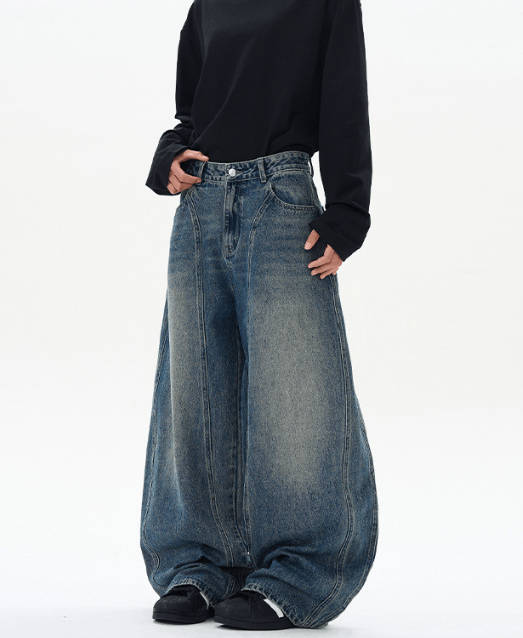 Japanese Brand American whisker patchwork baggy loose scimitar jeans Size US 32 / EU 48 - 3 Thumbnail