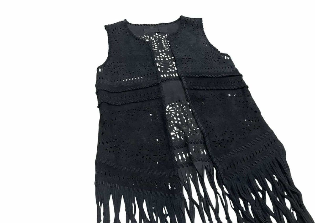 14th Addiction × Japanese Brand × Yasuyuki Ishii 🔥Rare Archived G.O.A Cowhide Leather Frayed Vest Perforated Size US M / EU 48-50 / 2 - 4 Thumbnail