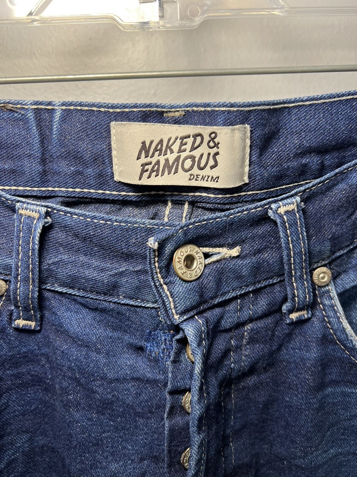 Naked & Famous Vintage Naked & Famous faded raw selvedge denim blue jeans Size US 31 - 3 Thumbnail
