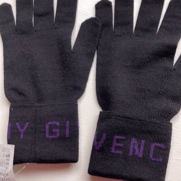 Givenchy Givenchy Logo Cuff Wool Gloves black and purple Size ONE SIZE - 7 Thumbnail