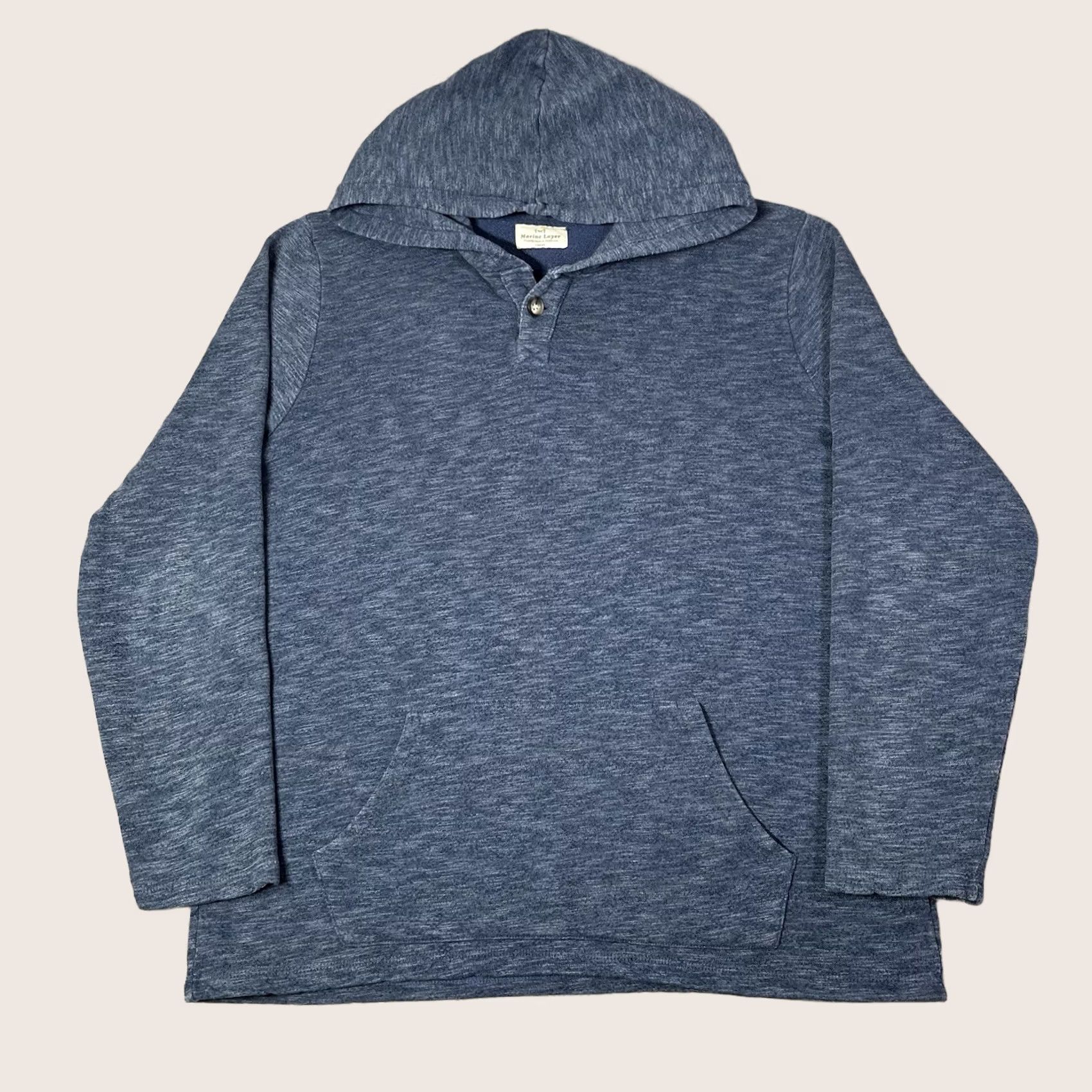 Marine Layer Marine Layer Hoodie Mens L Blue Pullover Beach Surf Sweatshirt Terry Button Hoodie Men L Blue Contact Logo All Seasons Pockets Size US L / EU 52-54 / 3 - 1 Thumbnail