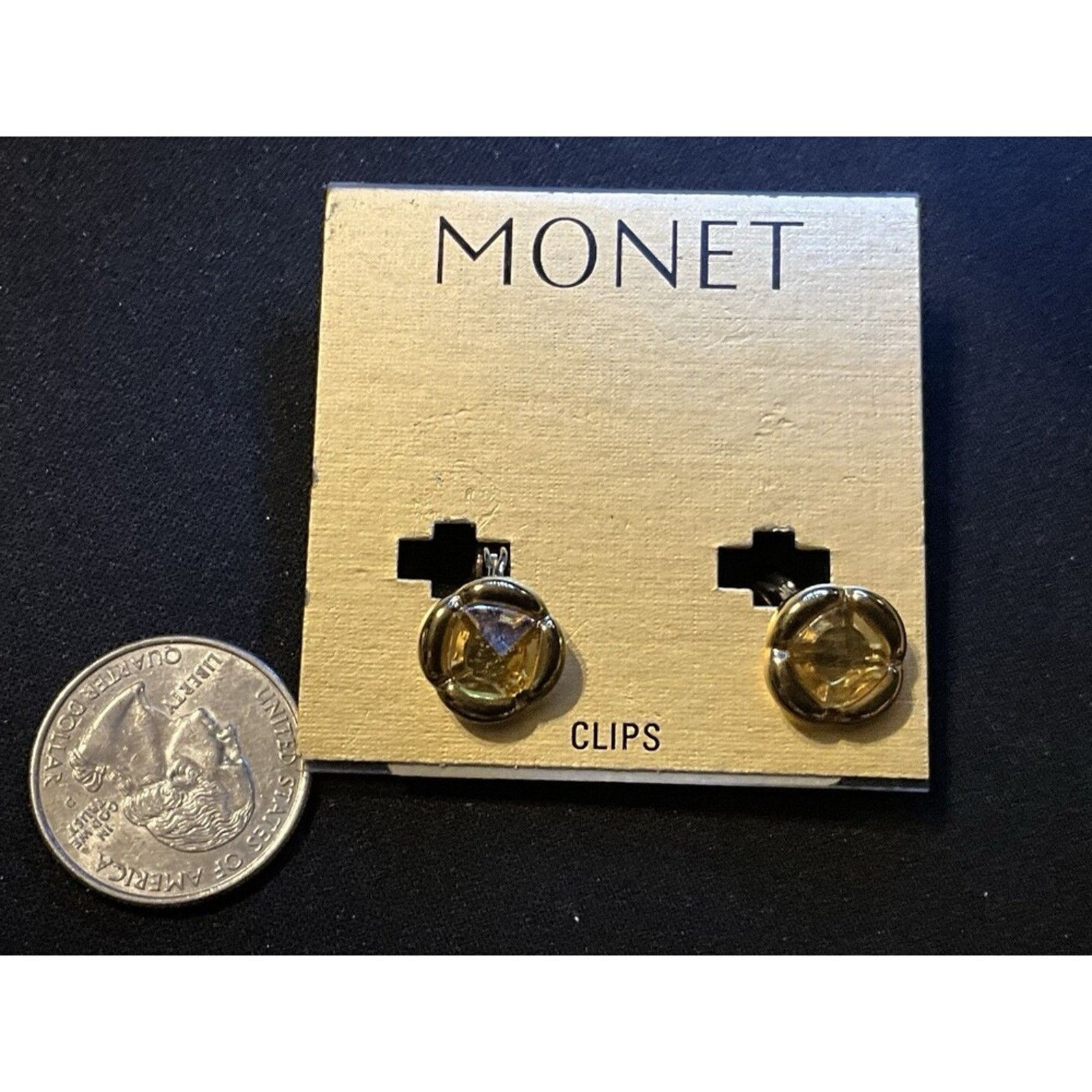 Monet Monet Yellow Faceted Floral Stone Clip On Earrings Size ONE SIZE - 3 Thumbnail