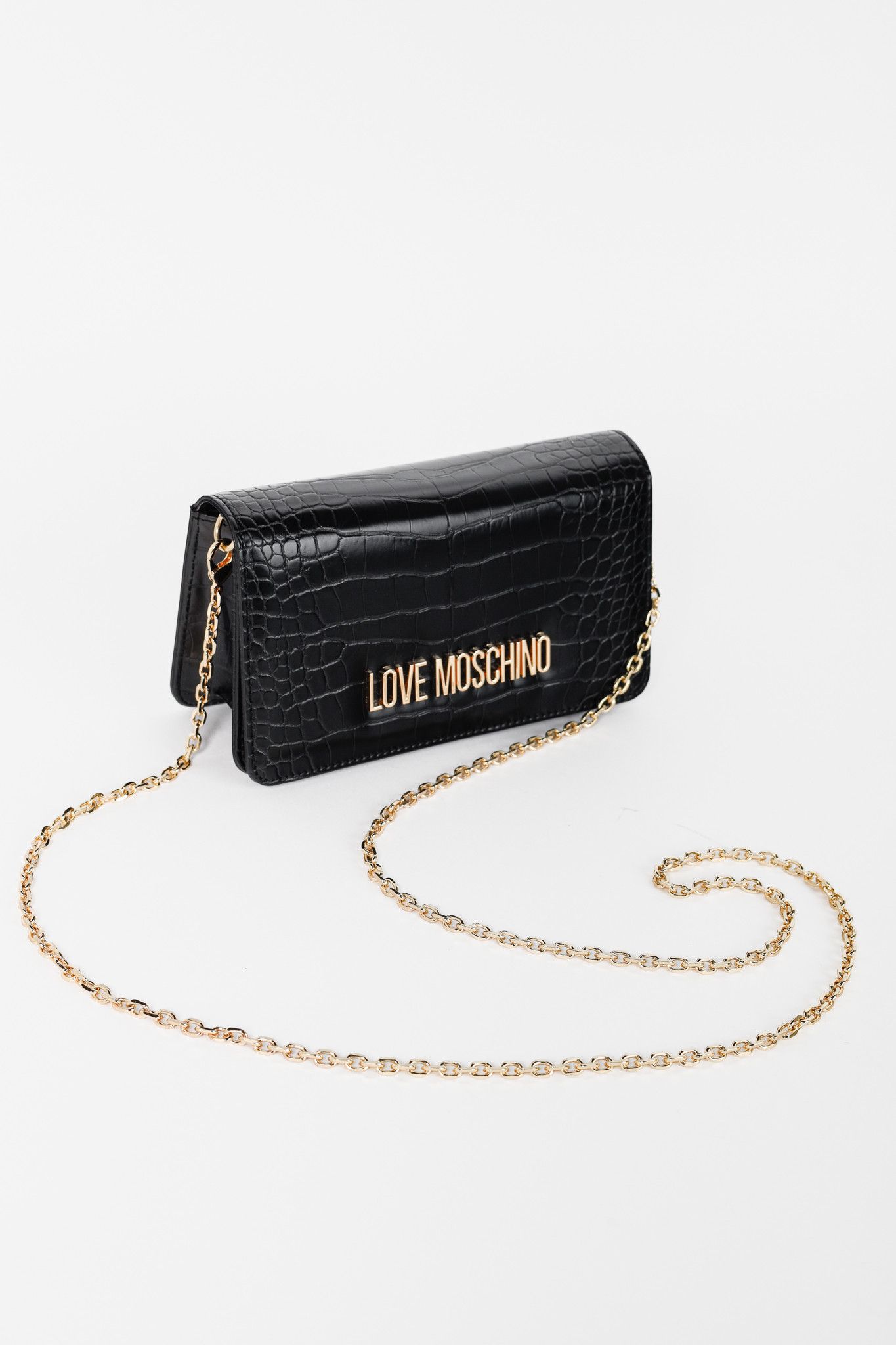 Love Moschino Love Moschino Nero PU Croco Flap Crossbody Bag Size ONE SIZE - 6 Thumbnail