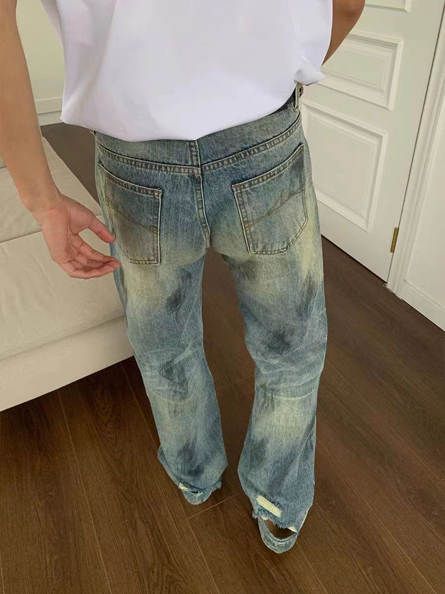 Japanese Brand × Jean Vintage washed and worn loose graffiti micro flare jeans Size US 32 / EU 48 - 5 Thumbnail