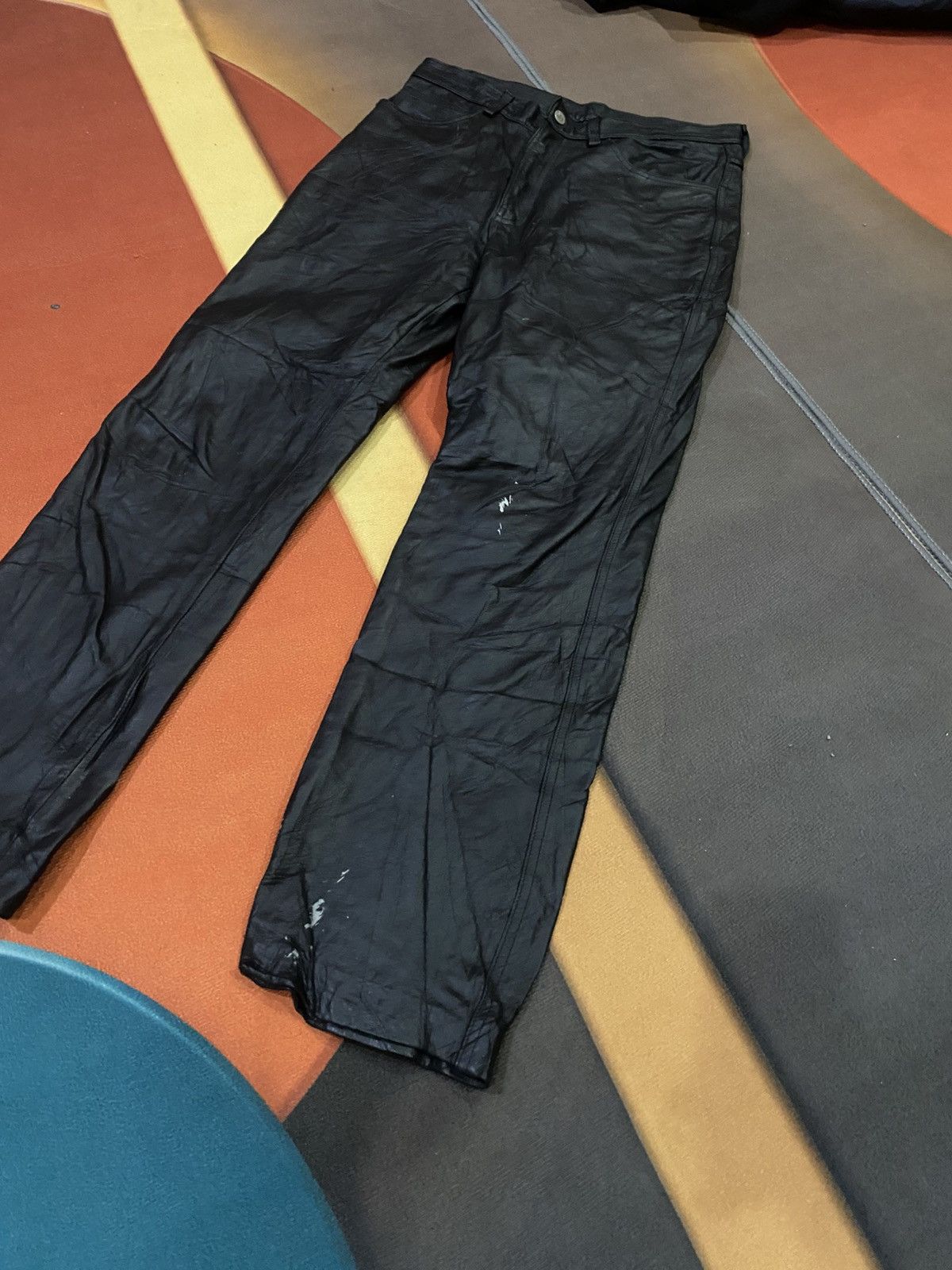 Genuine Leather Azzure Black Leather Pants - Vintage Straight-Leg Style Size US 31 - 13 Thumbnail