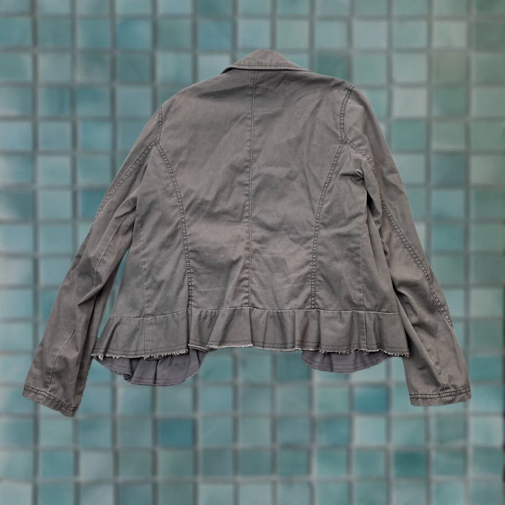Vintage Caslon Jacket Womens Medium Gray Ruffle Coat Cotton Snap Front Classic Casual Travel Size M / US 6-8 / IT 42-44 - 1 Thumbnail