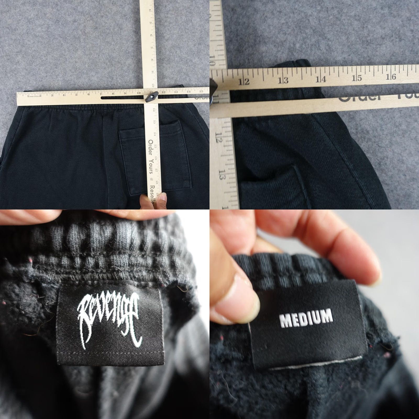 Revenge Revenge Mens Sweatpants Joggers Black Fleece Pockets Drawstring Casual Activewear 28in Inseam Tapered Size US 31 - 11 Thumbnail