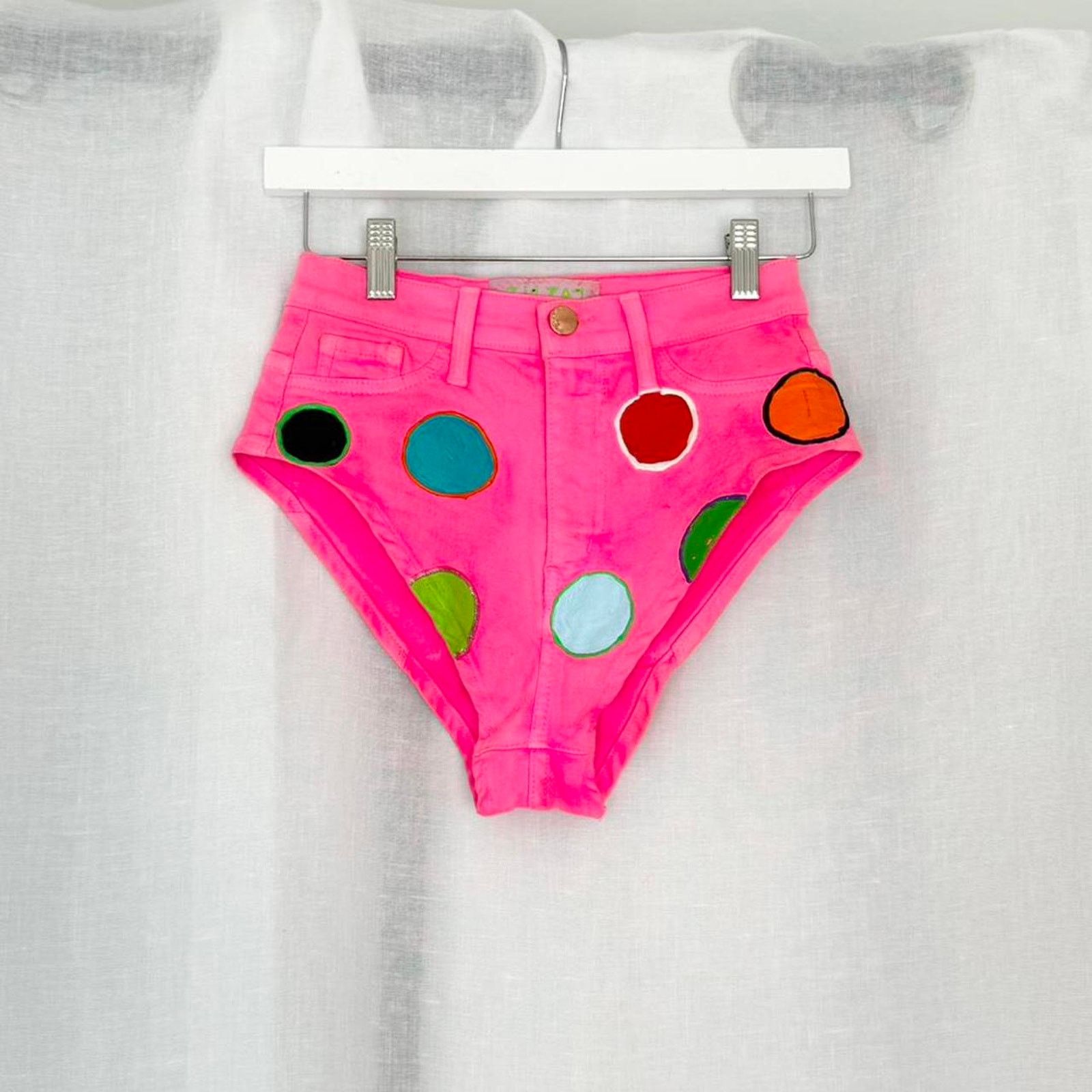 Other ✧ neon polka dot denim micro shorts ⋆ zig zag goods ✧ Size 24" / US 00 / IT 34 - 1 Thumbnail