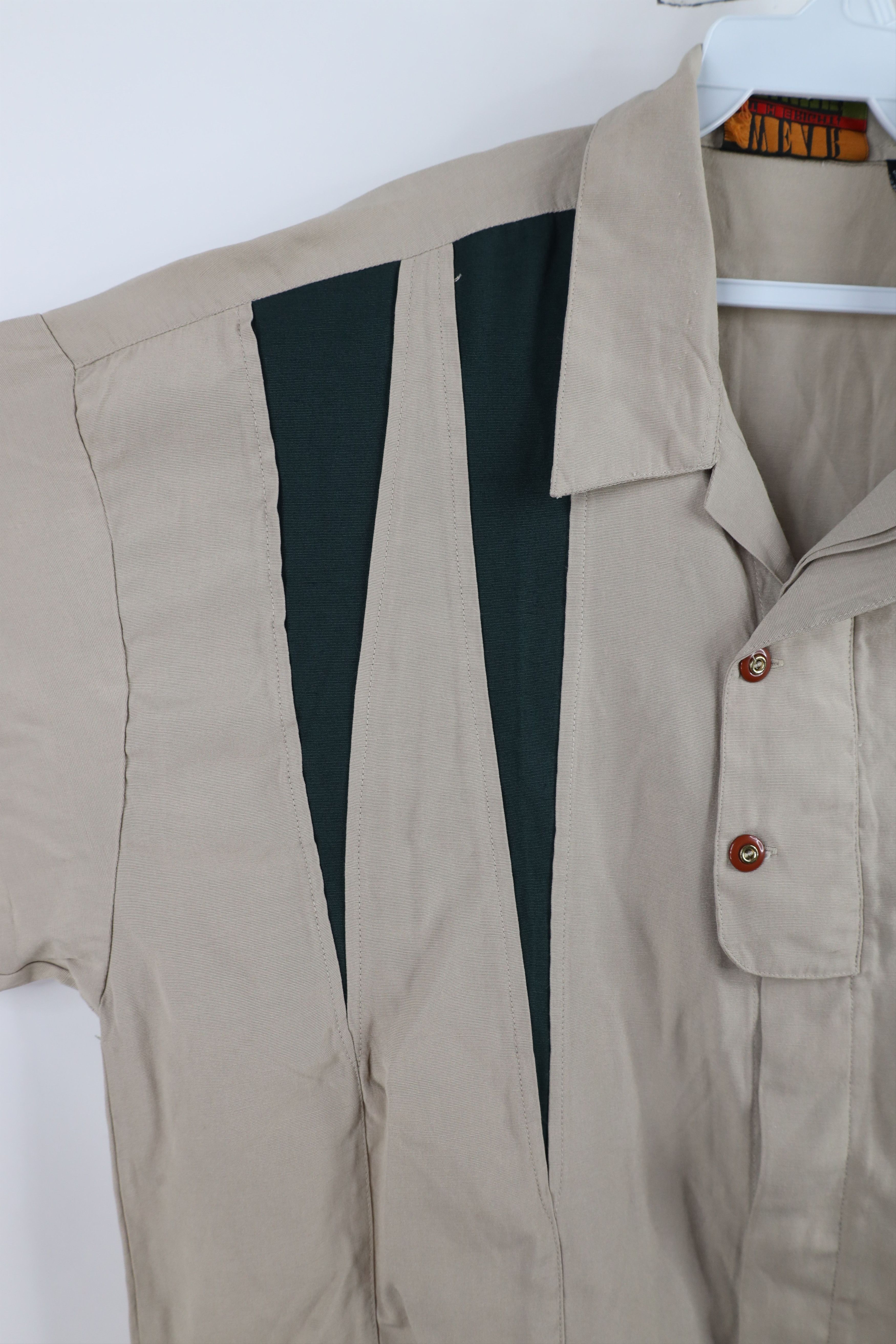 Vintage Vintage 90s Streetwear Blend Collared Button Shirt Beige Size US XL / EU 56 / 4 - 4 Thumbnail