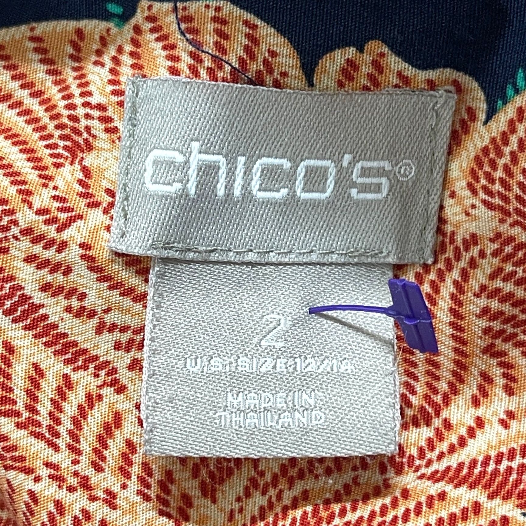Vintage Chicos Blouse 12 Orange Pink Floral 100% Cotton Button-Up Long Sleeve Casual Shirt Womens Size XL / US 12-14 / IT 48-50 - 7 Thumbnail