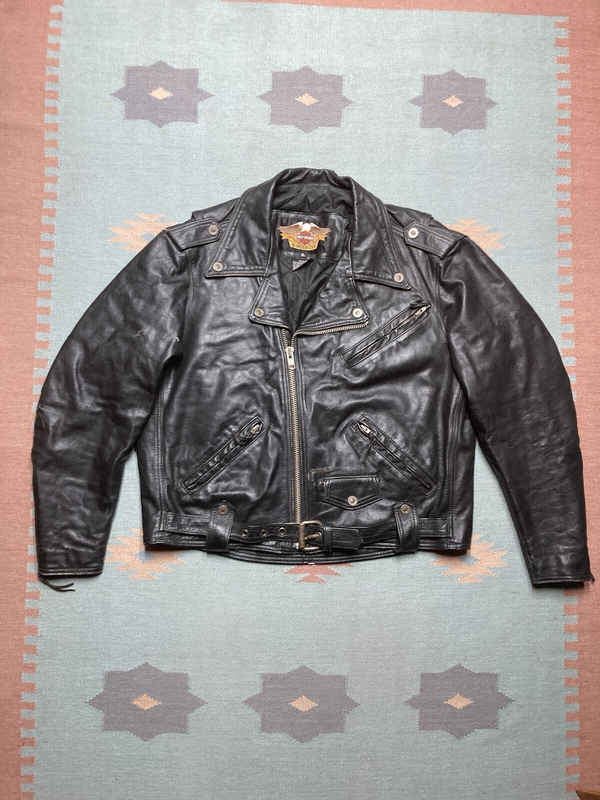 Harley Davidson × Vintage Harley Davidson leather jacket biker shovelhead belted XL Size US XL / EU 56 / 4 - 1 Thumbnail