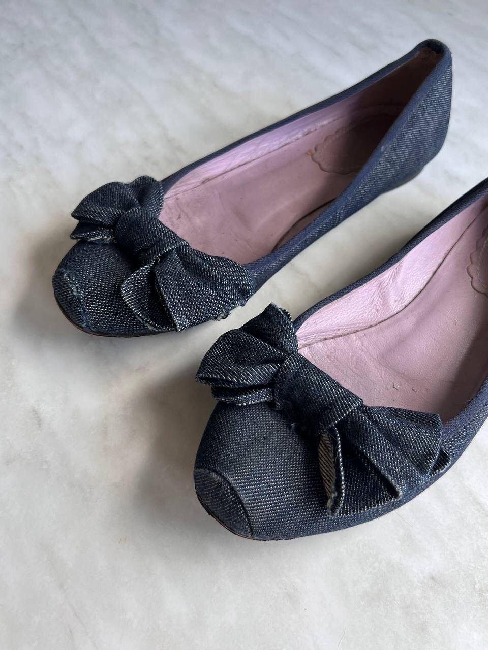 Valentino Valentino Bow Denim Ballet Flats Shoes Vintage 90s Retro Size US 10 / IT 40 - 2 Thumbnail