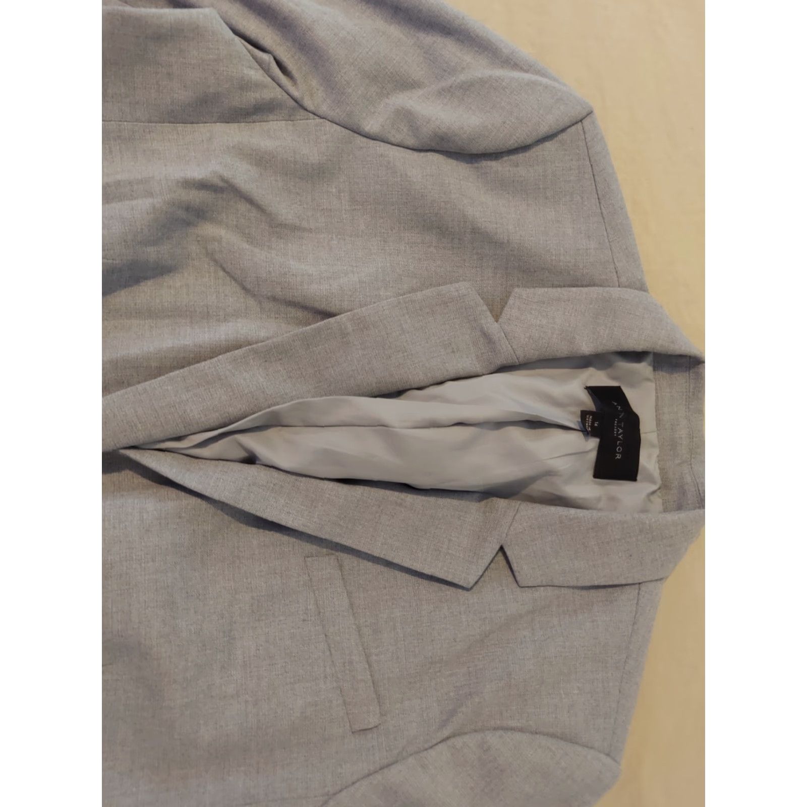 Ann Taylor Womens Ann Taylor Blazer Jacket 14 Gray Basic Jacket Womens Size 14 Gray Blazer Size XL / US 12-14 / IT 48-50 - 2 Thumbnail