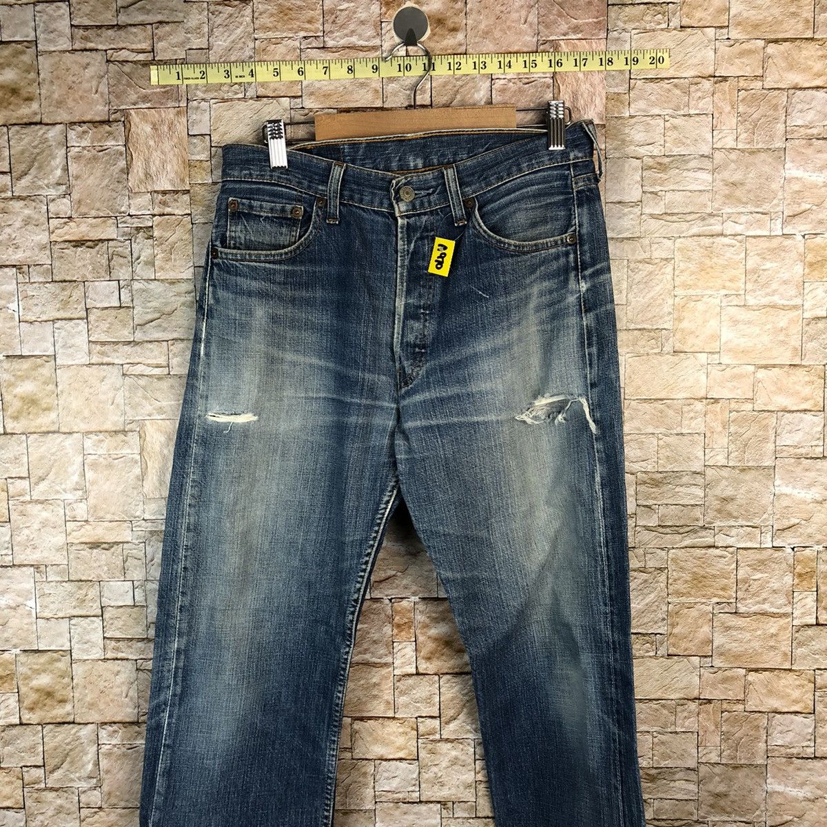 Levi's 501 Levis Blue Distressed Denim Pants #A970 Size US 30 / EU 46 - 2 Thumbnail