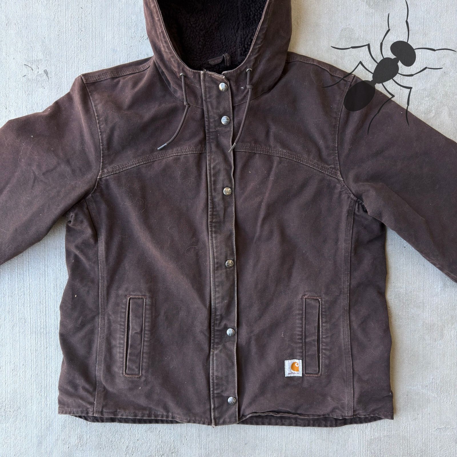 Carhartt × Vintage Vintage Y2K Carhartt WOMENS DKB brown button work jacket Size US L / EU 52-54 / 3 - 3 Thumbnail