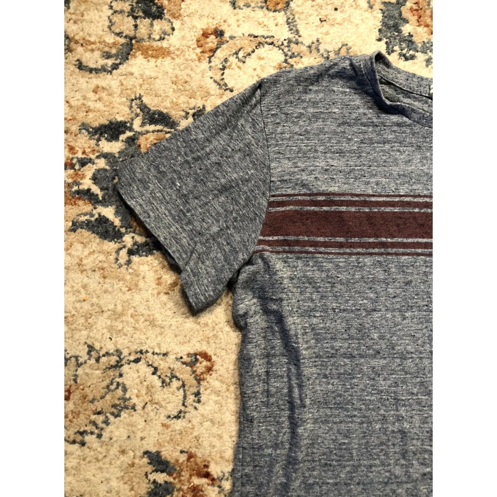 Marine Layer VINTAGE Marine Layer Shirt Mens Large Heather Blue Re-Spun Chest Stripe Crewneck Tee Size US L / EU 52-54 / 3 - 3 Thumbnail