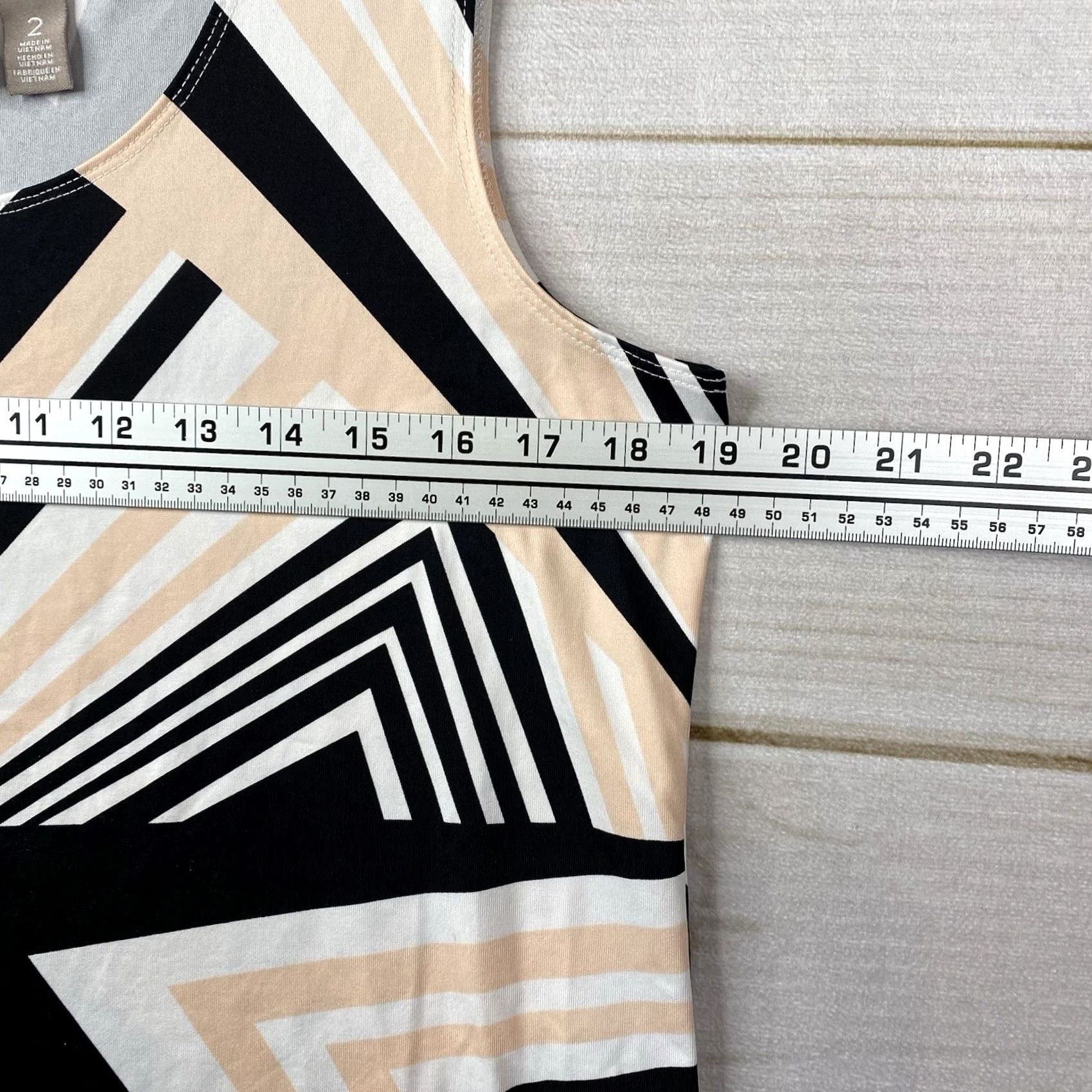 Vintage Chico's Tank Top Womens L Peach Black White Nylon Scoop Neck Stretch Tank Size L / US 10 / IT 46 - 5 Thumbnail