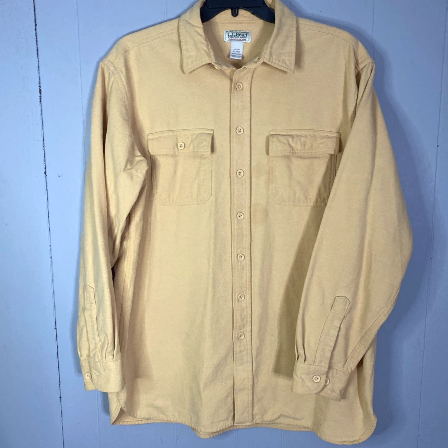 Vintage VTG LL Bean Chamois Shirt Mens XLT Regular Fit Flannel Outdoor 90s Yellow Cotton Button-Up Pockets Heavyweight Casual Workwear Vintage Size US M / EU 48-50 / 2 - 7 Thumbnail