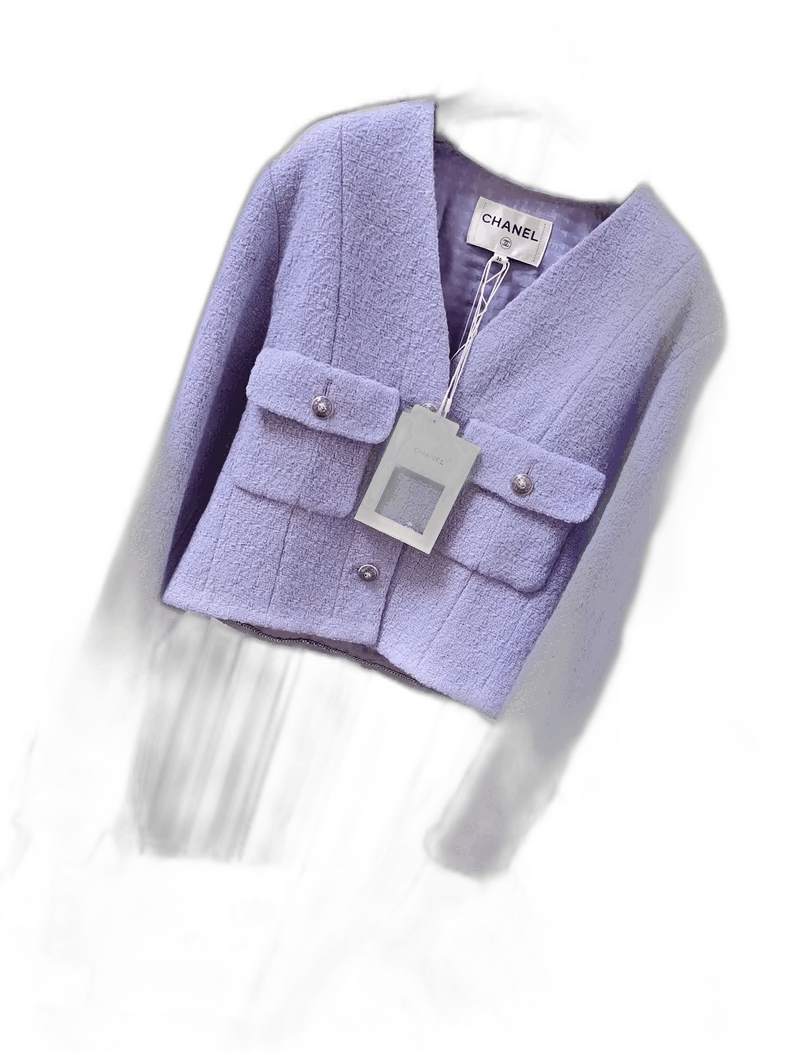 Chanel Chanel Purple Cropped V-Neck Jacket Size S / US 4 / IT 40 - 1 Thumbnail