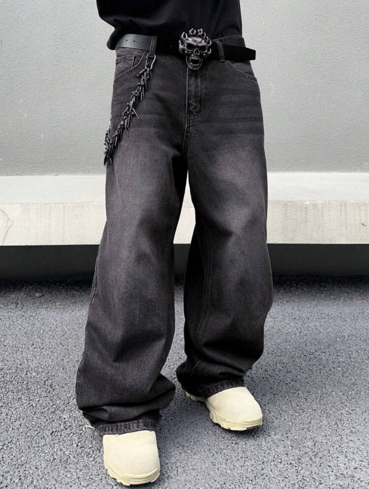 Denim jeans wide leg style Korean drip opium Rick Owen's - Denim