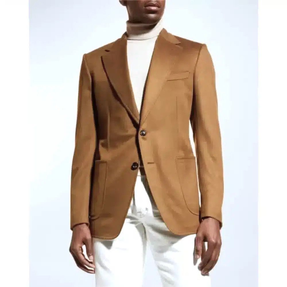 Tom Ford o1loc1c0525 1DYJ40 Cashmere Blazer in Brown Size US M / EU 48-50 / 2 - 2 Thumbnail