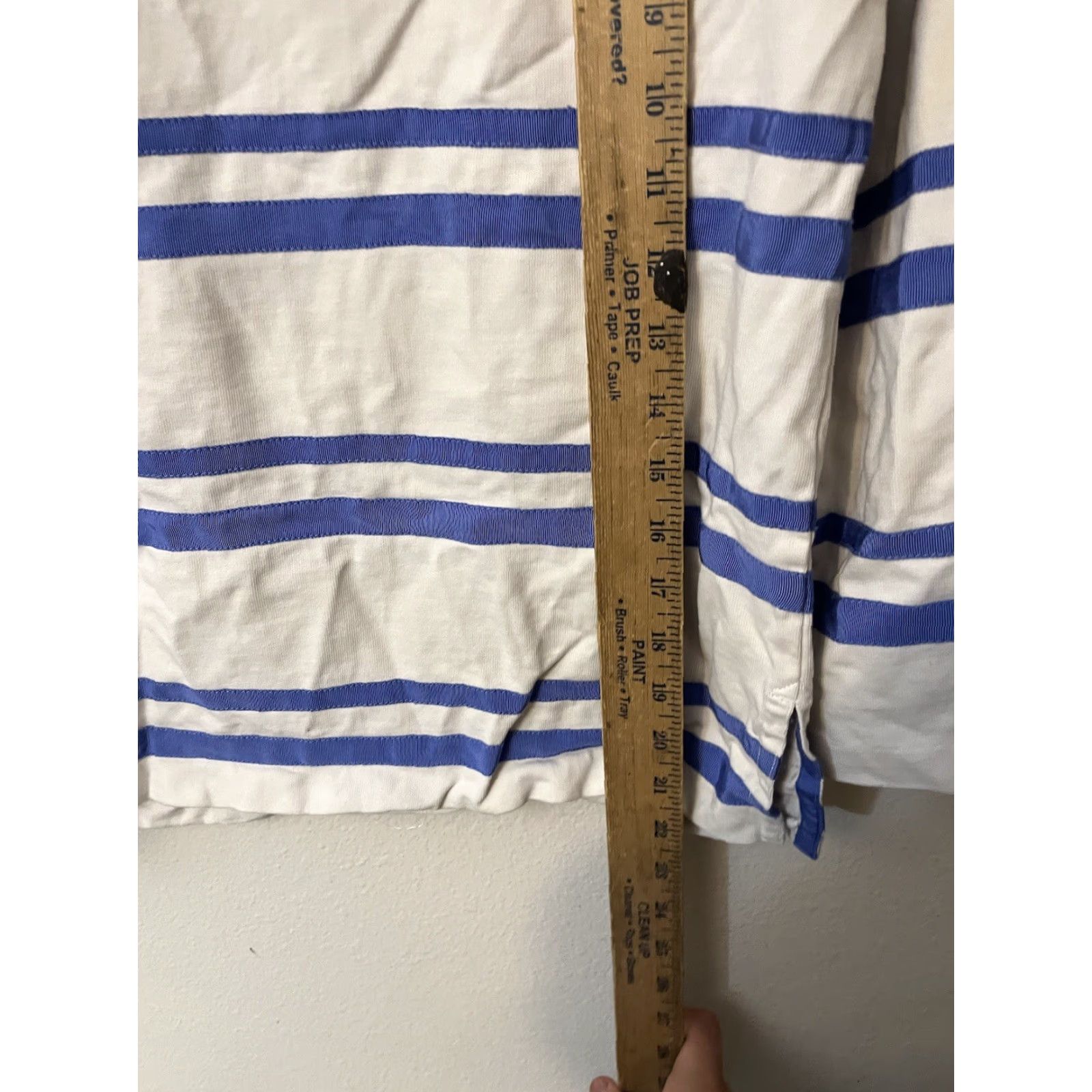Tory Burch Tory Burch Womens Cotton Striped Boat Neck Long Sleeve Basic Top White Size S Size S / US 4 / IT 40 - 4 Thumbnail