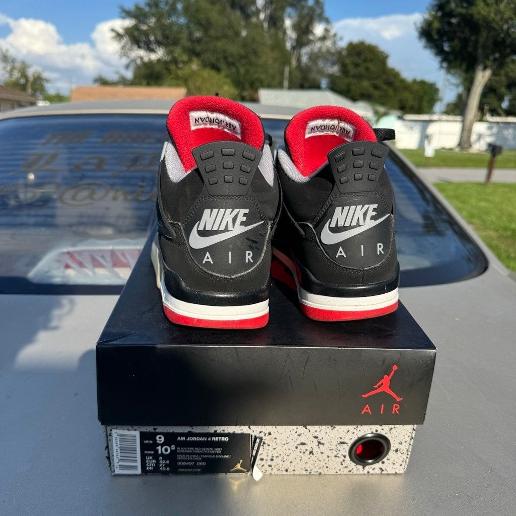 Jordan Brand Nike Air Jordan 4 Retro Bred 4s Size 9 Og all Size US 9 / EU 42 - 4 Thumbnail