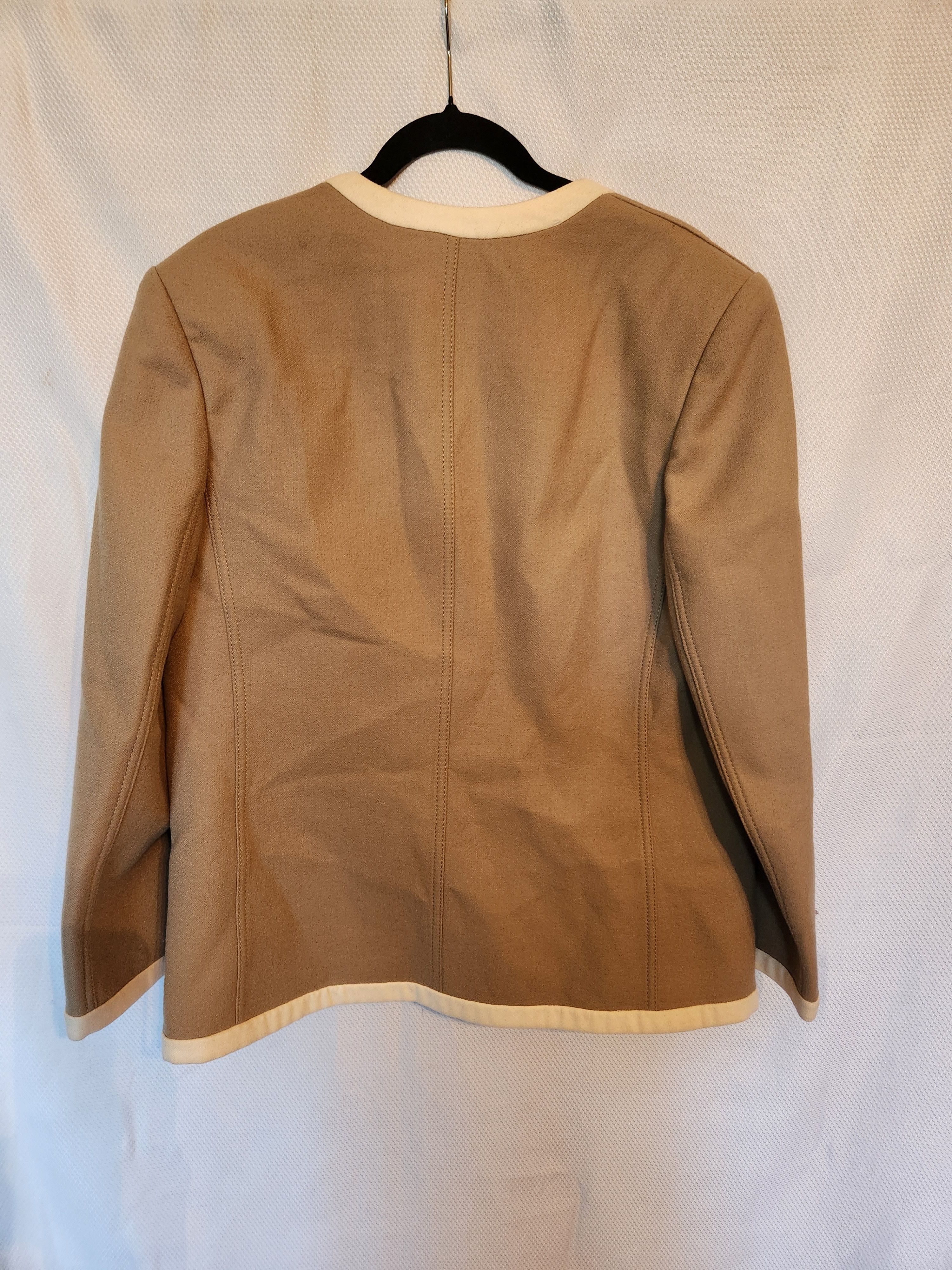 Louis Feraud Vintage 80's 100% Wool Double Breast Beige Blazer Size L / US 10 / IT 46 - 2 Thumbnail