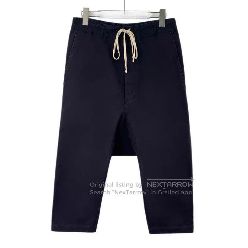 Rick Owens Rick Owens Black cotton drawstring slacks with low-end sla Size US 38 / EU 54 - 1 Thumbnail